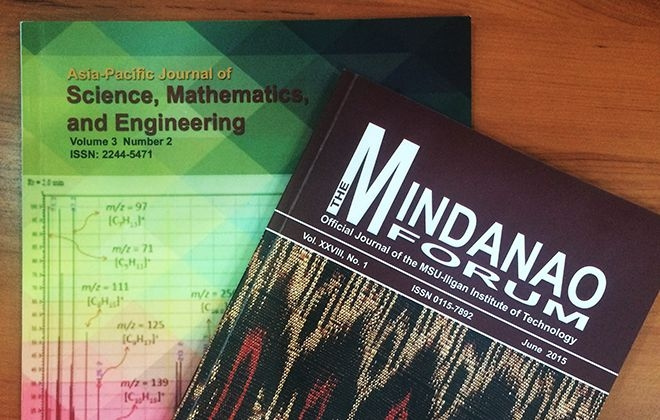 2 Institute journals the Mindanao Forum and Asia Pacific Journal of Science, Mathematics and Engineering out