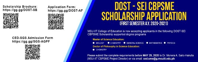 College of Education is now accepting applicants for DOST SEI CPSME Scholarship